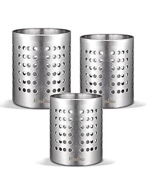 New Silver 3 Pack SUS304 Stainless Steel Utensil Holder Drying Rack Set
